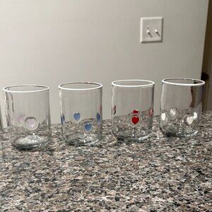 Anthropologie Icon Glasses, Set of 4 (Hearts, Used)